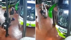 Pasajeros corrieron y zafaron de milagro: graban choque de bus contra pilar en terminal de Los Ángeles