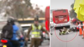 Quedó grabado: Arriesgado carabinero atajó y derribó a motociclista en plena huida de fiscalización