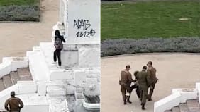 Quién es y qué pasó con la joven detenida por rayar base de monumento en Plaza Baquedano