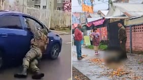 Impactantes imágenes: Graban a carabinero siendo arrastrado por un auto a gran velocidad