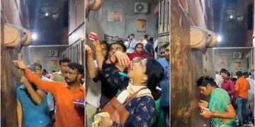 Devotos hicieron fila para recibir agua bendita