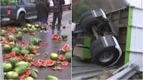 Accidente de camión con sandías obstaculiza el camino a Viña: reportan un extenso taco