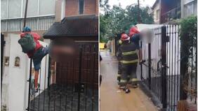 Sus desgarradores gritos lo delataron: ladrón intentó robar una casa, pero resbaló y quedó incrustado en una reja