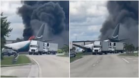 Avión de carga de Amazon se salió de la pista en aeropuerto de Miami y chocó contra varios autos: reportan al menos cinco fallecidos