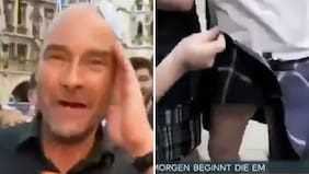Levantaron la falda a hincha escocés y la sorpresa salió en vivo y en directo: periodista descolocado en la Eurocopa