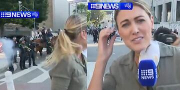 Video: periodista es baleada con bala de goma por la policía durante protesta contra Trump y sus políticas migratorias