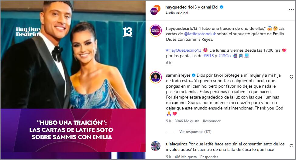 El comentario de Sammis Reyes por