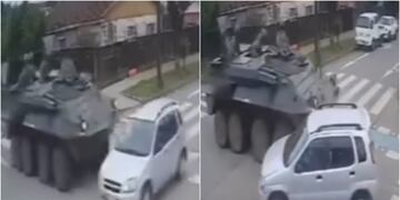 Choque entre una tanqueta del Ejército y un vehículo en Mulchén