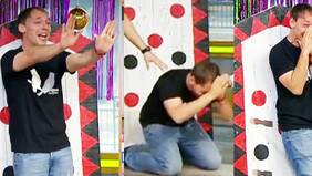 La sádica prueba con lanzador de cuchillos que pasó Rodrigo Gallina en Mucho Gusto