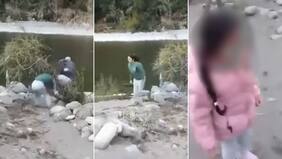 Indignación en la web: Mujer empujó al río a un abuelo reclamando “propiedad privada” y pequeña nieta rompió en llanto