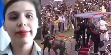 Papa Francisco ayudó a carabinera. Captura de pantalla.