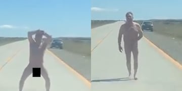 Video viral: Hombre desnudo aterrorizó a automovilistas en Magallanes