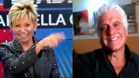 "Caliente, caliente...", cantaba Rafaella Carrà en video en Bienvenidos y Raquel Argandoña apuntaba con el dedo a Oscar "Lolo" Peña en contacto desde Italia