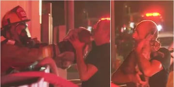 Emotivo video de hombre suplicando a bomberos que rescaten gatita de su casa ardiendo: “Es mi hija”