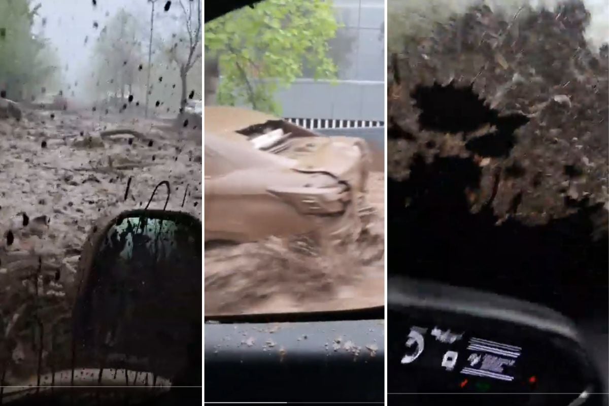 “Se me quiebra un vidrio, cago”: Aterrador video desde el interior de auto arrastrado por el aluvión en Las Condes