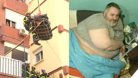 Evacúan desde un balcón a hombre de 300 kilos en España: llevaba 6 meses sin levantarse