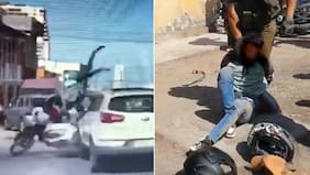 Fuertes imágenes: Graban brutal choque de “motochorros” contra un auto durante persecución policial