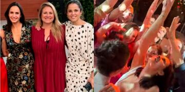 Fernanda Urrejola se casó con Francisca Alegría. A la izquierda, las novias junto a una amiga, al centro. A la derecha, en plena fiesta.