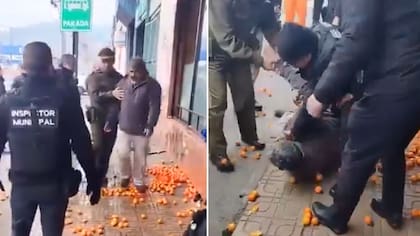 Terminaron a golpes y todo en el suelo: Polémica por operativo contra comerciante que vendía fruta en la calle