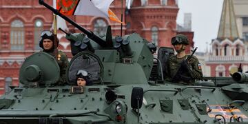 Soldados rusos en la exhibición del Día de la Victoria, el 9 de mayo de 2024.