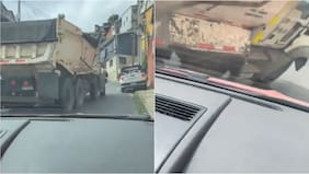 Impactantes imágenes: video captó el momento en que un camión volcó y cayó sobre un auto en Valparaíso