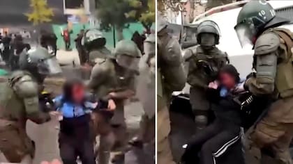 Fuerte imagen está dando la vuelta al mundo: reportan una estudiante gravemente herida tras marcha en Santiago