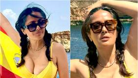 Salma Hayek dijo que usar bikini amarillo y el cabello con canas es la combinación perfecta: así lo demostró