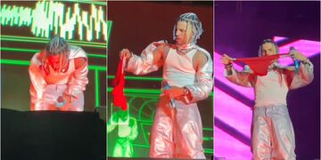 la divertida reacción de Raw Alejandro cuando le tiraron un churrín en pleno concierto