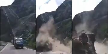 Deslizamiento de rocas en Perú