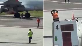 Imágenes sensibles: sujeto se coló en aeropuerto y murió succionado tras lanzarse a motor de avión que iba a despegar