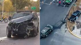 No se respetó la luz roja: registran fuerte choque entre vehículo del Gope y camioneta en Providencia