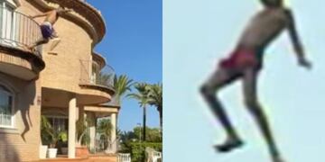 A lo Charly García: artista urbano L-Gante se lanzó de balcón a una piscina desde gran altura