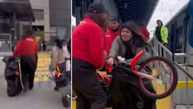 “¡Eso es un robo!“: indignación por video de guardia del Biotren que usó toda su fuerza para quitarle regalo a pasajera