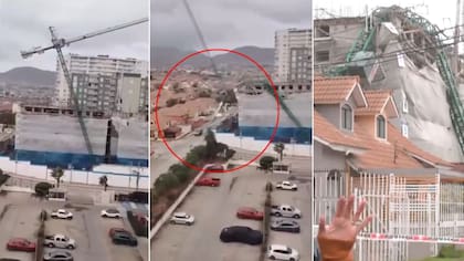 Momento de terror quedó grabado: enorme grúa pluma se desplomó y destruyó varias casas en Coquimbo
