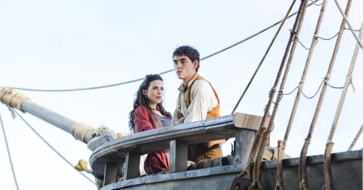 Bess and Jim Hawkins aboard the Hispaniola Hayley Atwell as Bess Hawkins and Tom Sweet as Jim Hawkins aboard the Treasure Island ship