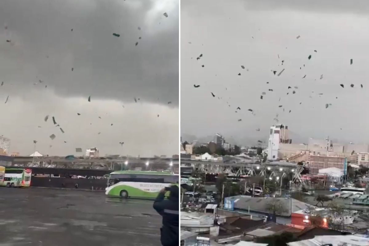 Impactantes imágenes en Estación Central: repentino fenómeno causó estragos y desató alarma en medio de la tormenta