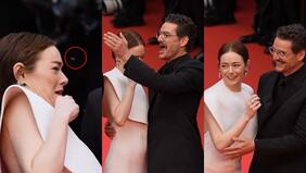 Pedro Pascal salvó a Emma Stone de una abeja en Cannes: el video del hilarante momento se hizo rápidamente viral