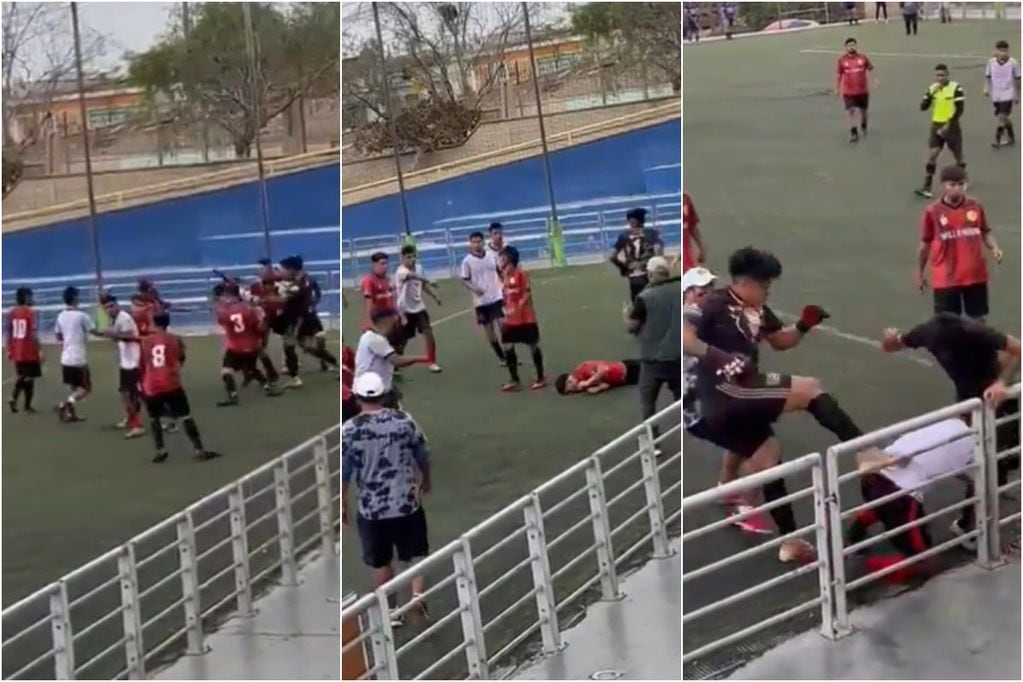 “Noqueado…”: captan brutal pelea en partido de fútbol amateur en Antofagasta