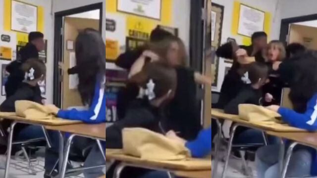 profesora terminó en el suelo por intentar detener pelea entre alumnos en Texas