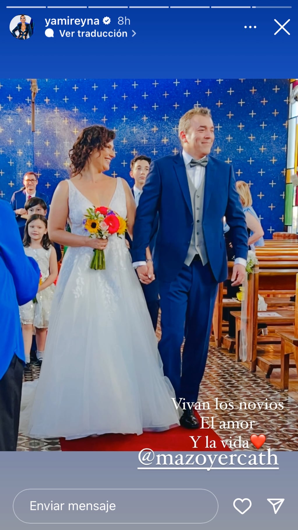 Catherine Mazoyer contrajo matrimonio en una íntima ceremonia