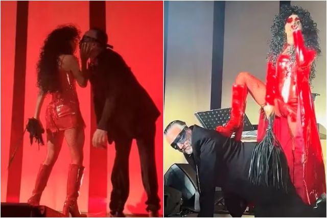 Lali Espósito sometió a latigazos a Fito Páez en erótico show de fiesta de disfraces