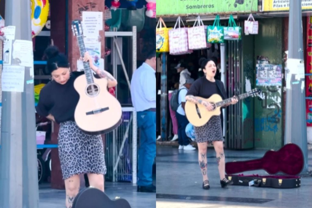 Mon Laferte cantó en las calles de Antofagasta.