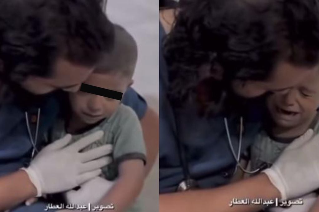 El estremecedor registro de niño que rompe en llanto al ser rescatado en Gaza