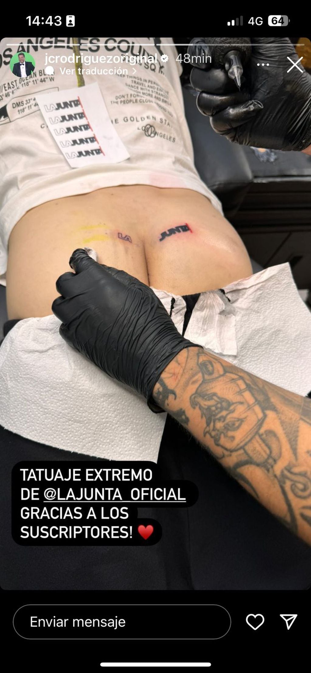 Julio César Rodríguez cumplió el reto y sorprendió con tatuaje a todo cachete